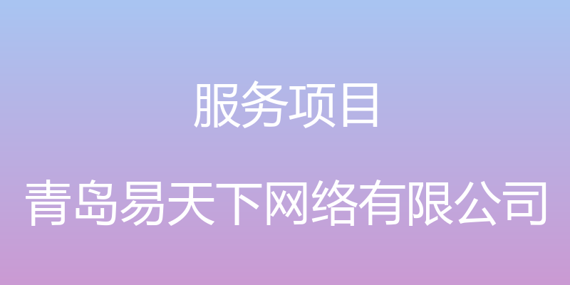 服务项目 - 青岛易天下网络有限公司