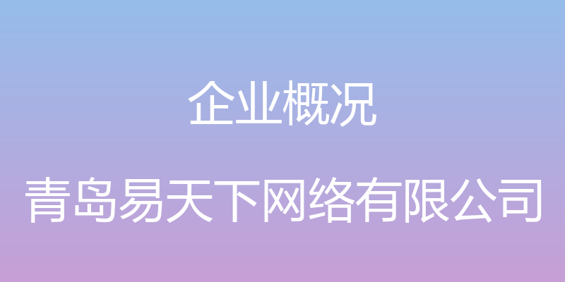 企业概况 - 青岛易天下网络有限公司